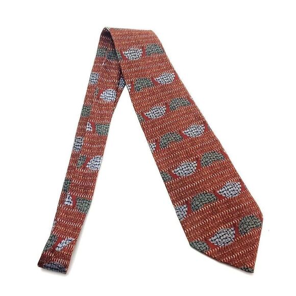 Henry Grethel Silk‎ Tie Brown Print Abstract - Picture 6 of 6